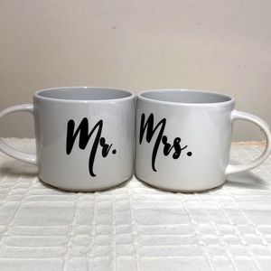Set of ceramic Mr. and Mrs. Mugs for Bridal Shower Wedding